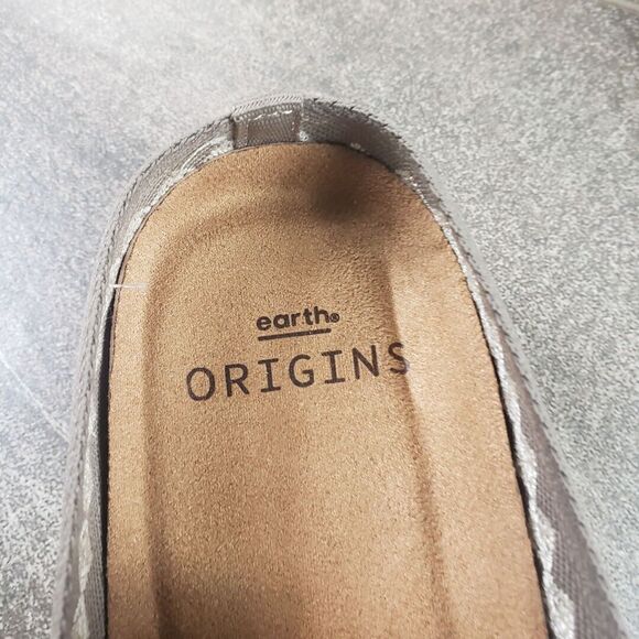 Earth Origins Shoes 7 Wide Embroidered Knit Mules Zilly Slides Granite - Picture 9 of 13